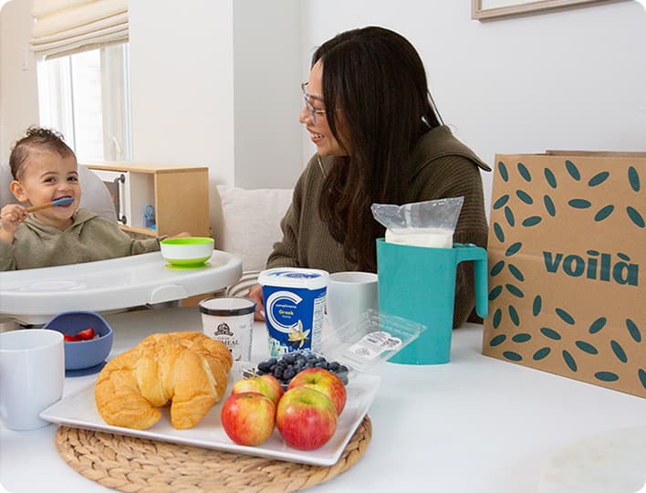 Grocery delivery with fresh food items at home